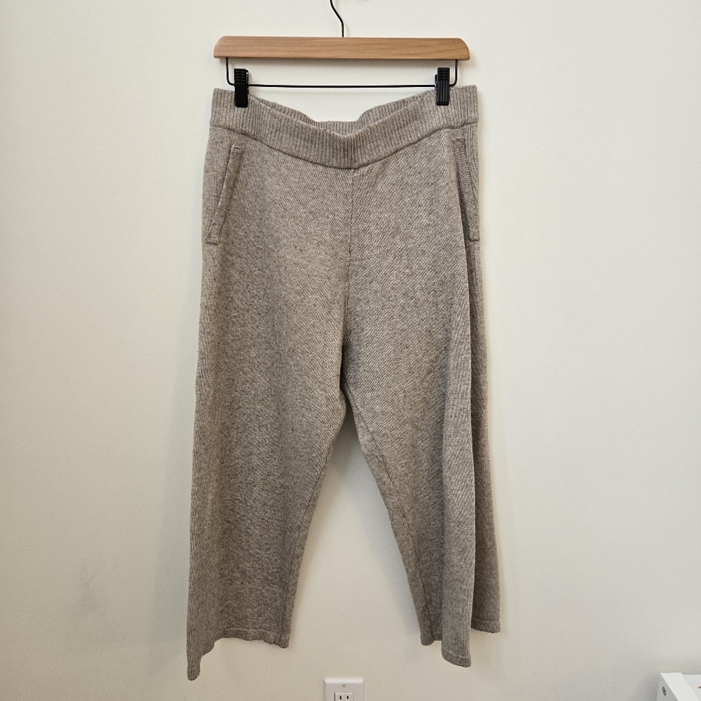 Heartloom Knit Wide‎ Leg Pants Size L Beige Oatmeal Sweater Pants Cozy Lounge
